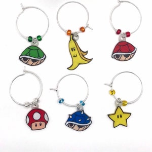 Mario Kart Wine Charm Set