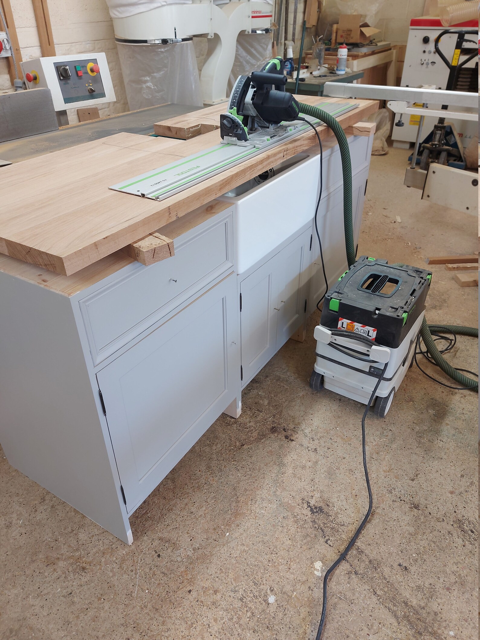 Solid Wood Belfast Sink Unit With Character Wideboard Oak Worktop Etsy