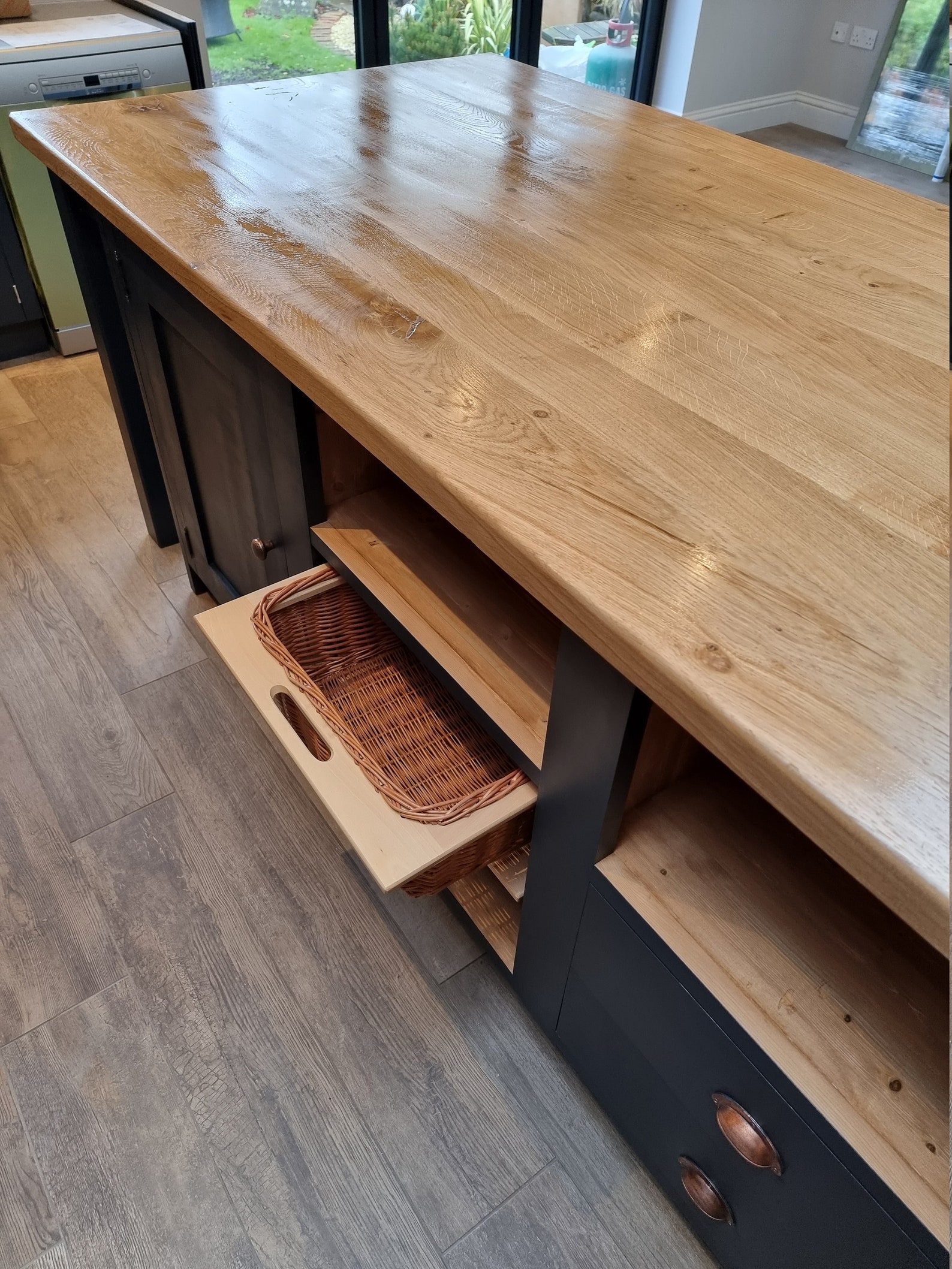 Solid Wood Large Kitchen Island With Wide Board Oak Top Etsy