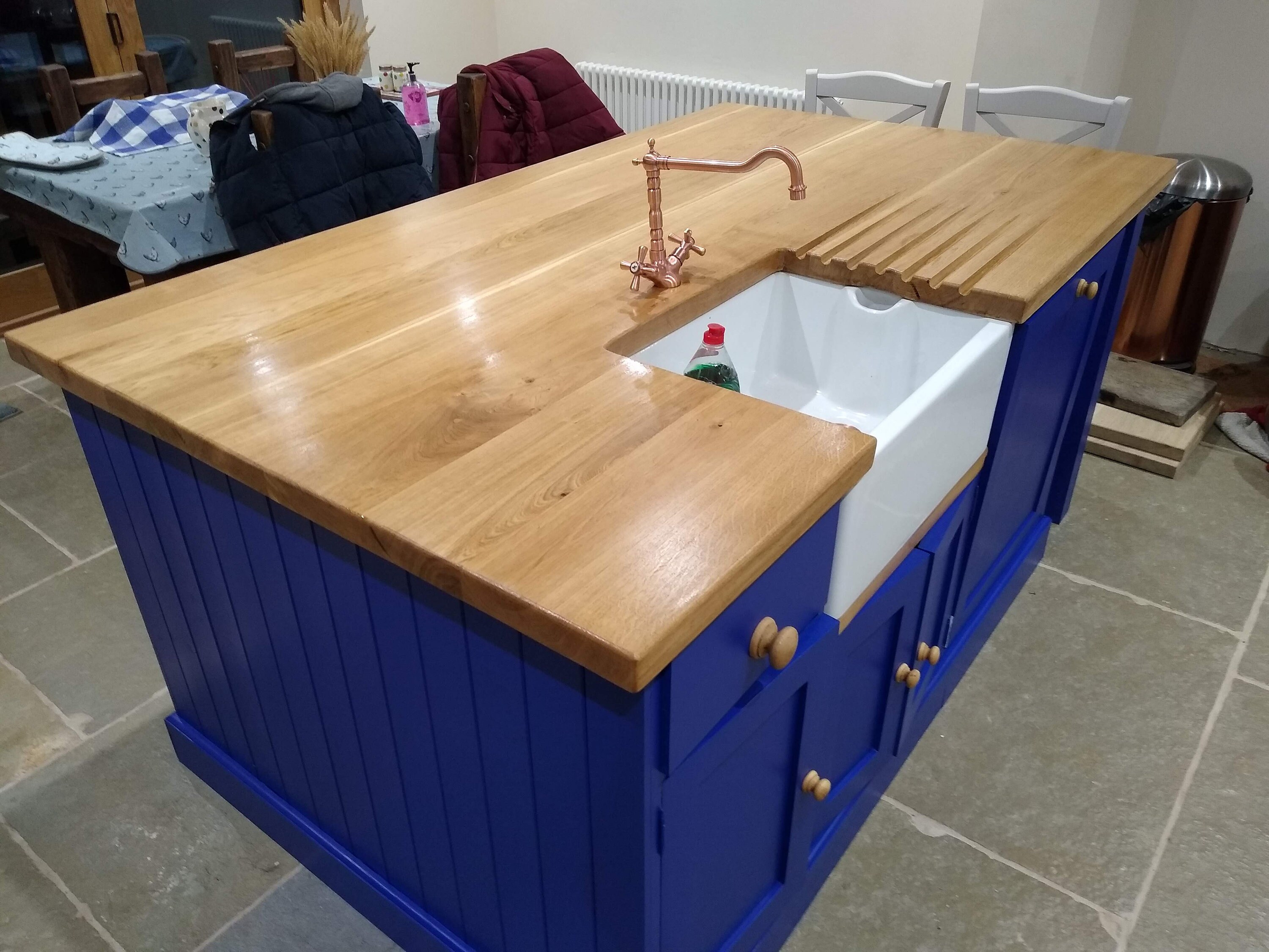 Large Kitchen Island With Sink. Beautiful Oak Worktop - Etsy UK
