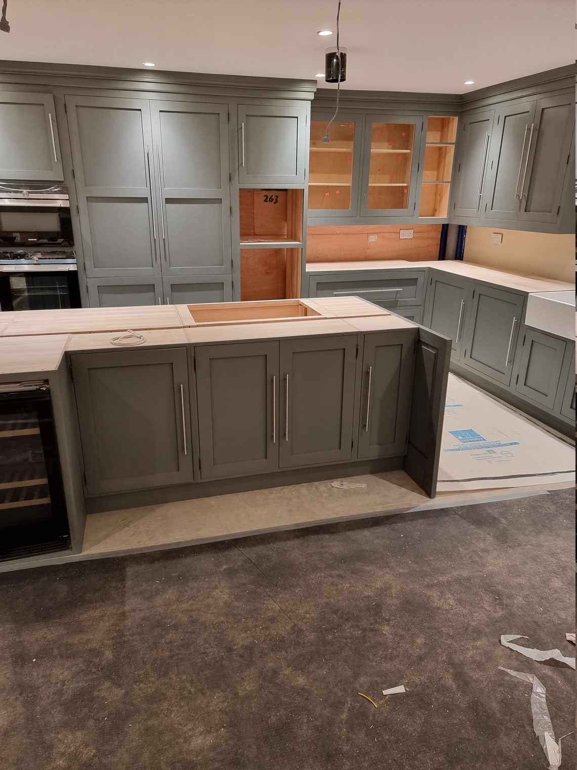 Solid Wood Large Kitchen Island With Wide Board Oak Top Etsy