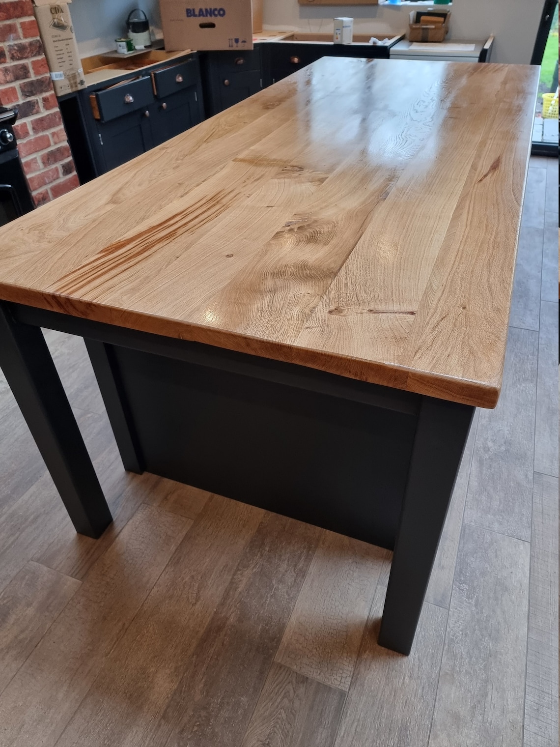 Solid Wood Large Kitchen Island With Wide Board Oak Top Etsy