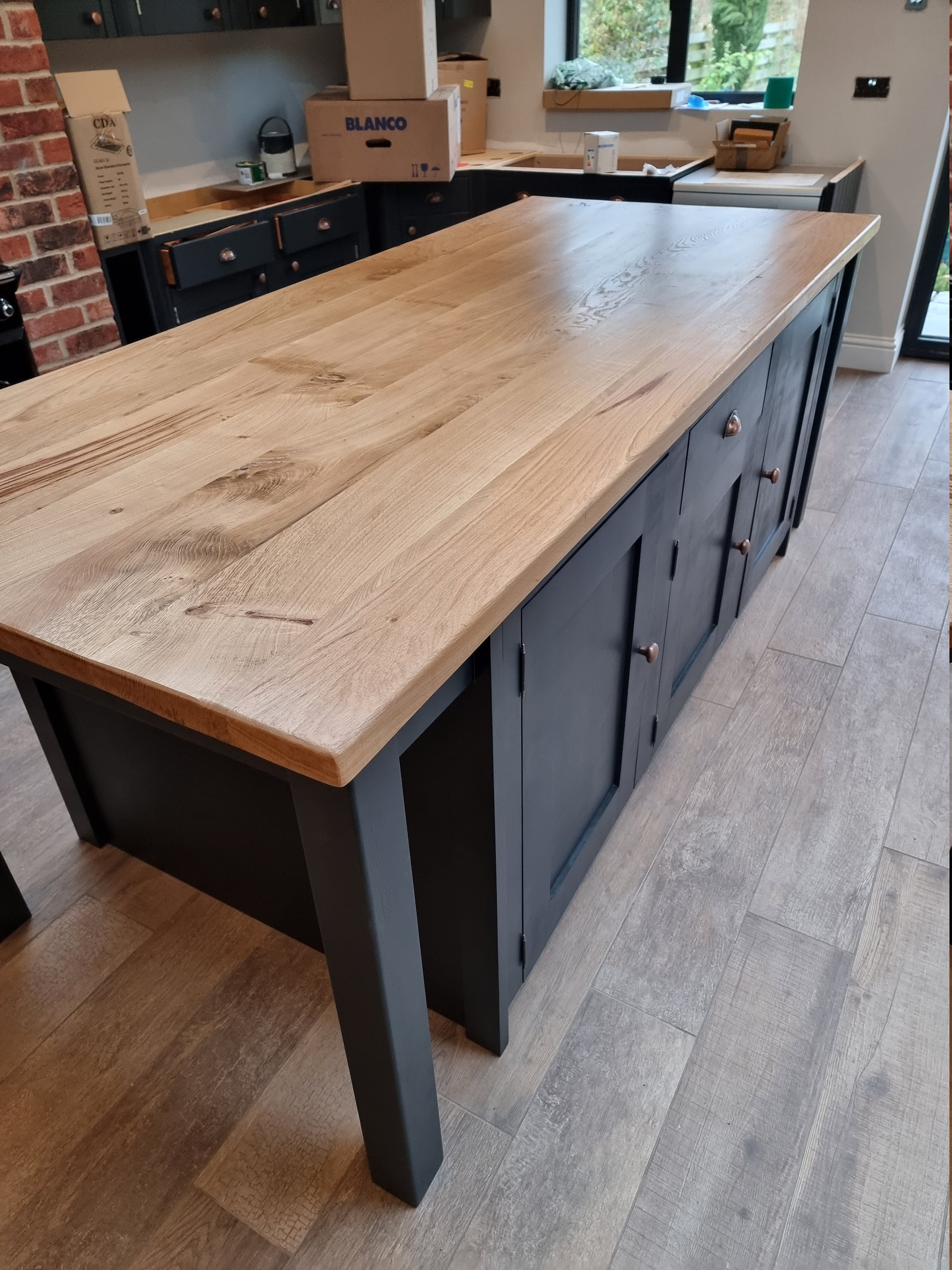 Solid Wood Large Kitchen Island With Wide Board Oak Top Etsy