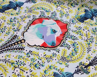 Tula Pink - Puppy Dog Eyes - Bluebell - Metalics Besties from Free Spirit Fabrics
