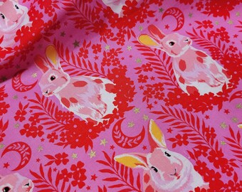 Tula Pink Rabbit Tula Pink Besties Hop to It Metallic, PWTP215 Blossom, Free Spirit ...