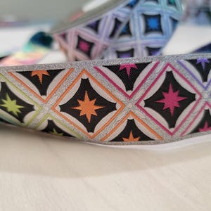 Tula Pink Stargazer in Metallic Storm 1-1/2in Polyester Ribbon by Renaissance Ribbon
