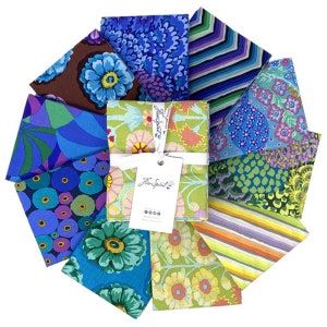 Half Yard Bundle - Kaffe: 85 and Fabulous - 10 pack - Blue - Bold Fabric - Free Spirit