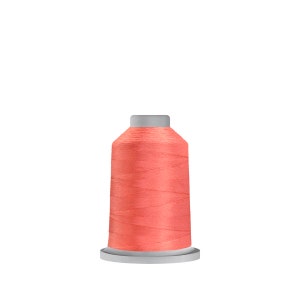 May include: A spool of coral-coloured thread for sewing or embroidery.