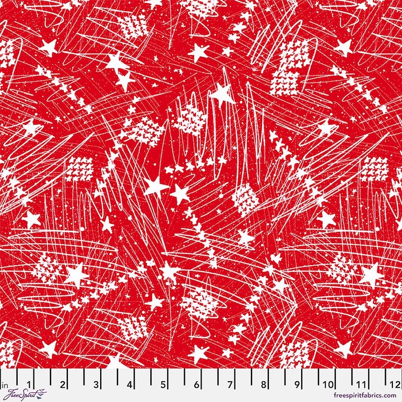 Cluster Ruller Stars in the Sky LG - Red - Patriotic Americana Fabric Freespirit ...