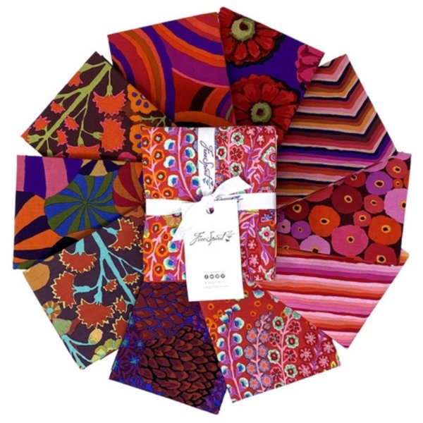 Half Yard Bundle - Kaffe Fassett : 85 and Fabulous - 10 pack - Crimson - Bold Fabric - Free Spirit