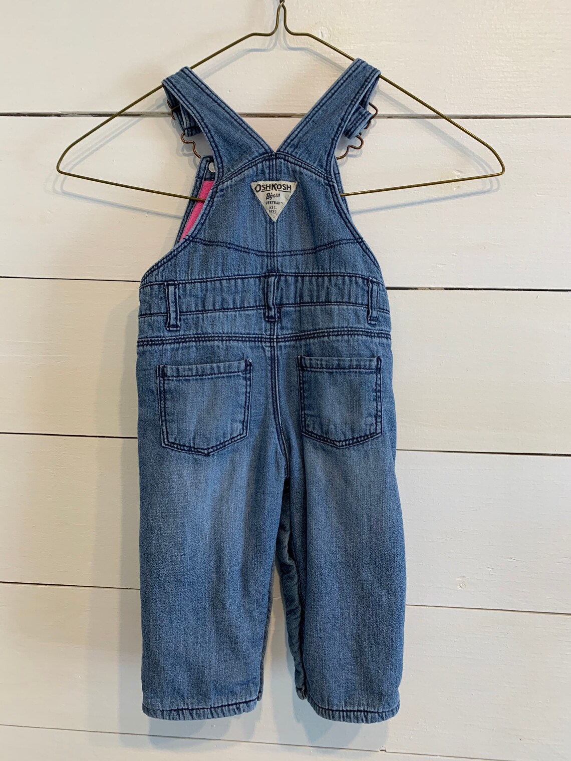 9M OshKosh Pink Fleece Lined Overalls Etsy