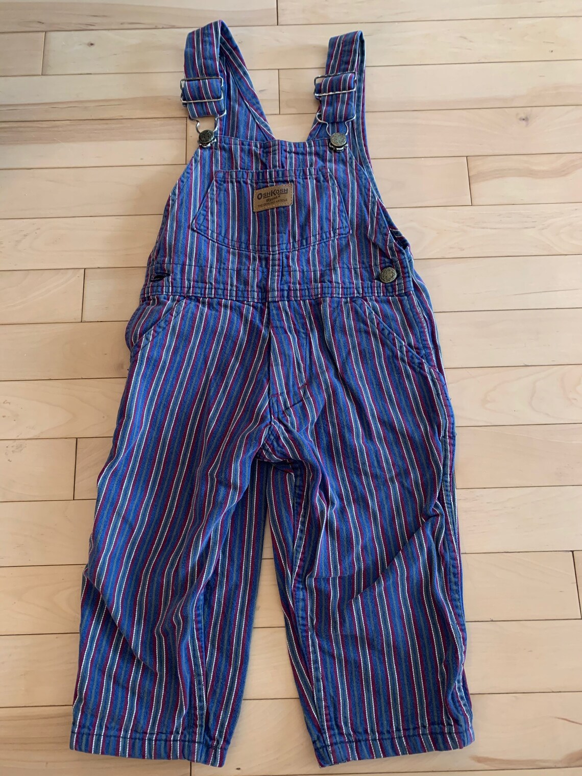 2T Vintage OshKosh Navy Pinstripe Overalls Etsy