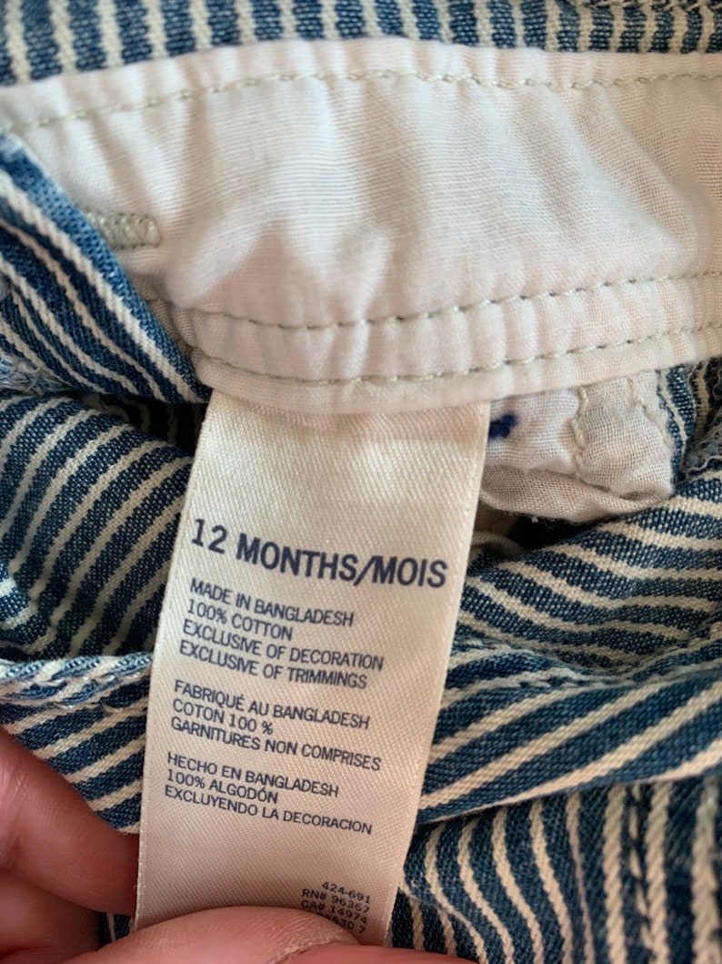 12M OshKosh Pinstripe Short Overalls
