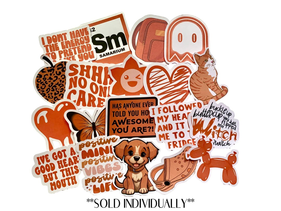 Buff Orange Sticker ORANGE MONOCHROMATIC STICKERS (sold Individually) G - Etsy