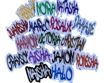 Pegatinas personalizadas con nombre y estilo grafiti: