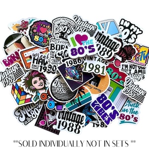 AUTOCOLLANTS DES ANNÉES 80 | J'aime les autocollants des années 80 | Stickers nostalgiques| Stickers rétro| Esthétique des années 80| Autocollants vintage| *Vendu à l'unité*