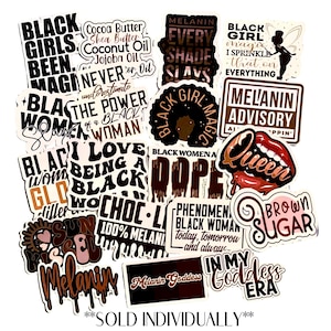 Pegatinas BLACK GIRL MAGIC/ Pegatinas de melanina (Se venden individualmente) G