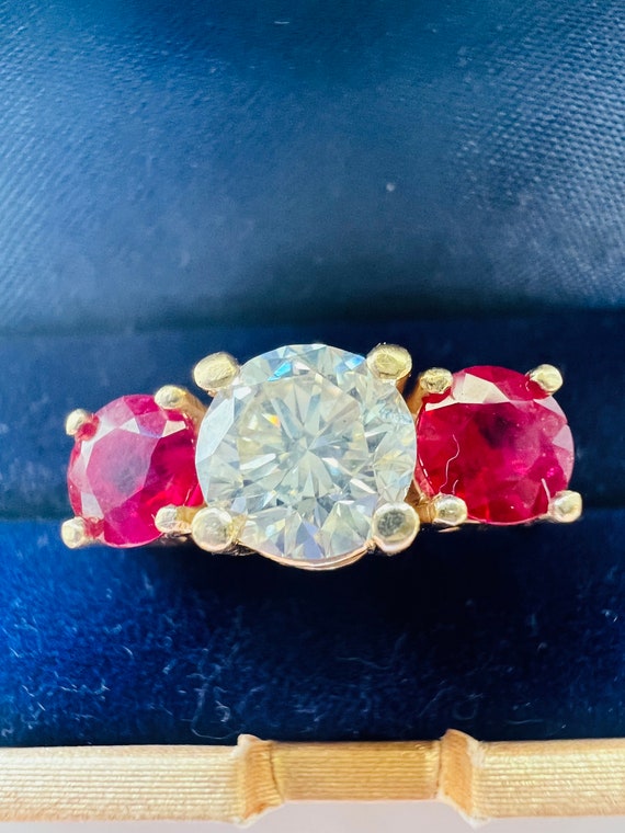 Vintage 14k yellow gold 2.95ctw diamond and ruby … - image 2