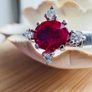 Vintage 14k white gold 1.12ctw GIA pigeon blood Burma ruby and diamond ring