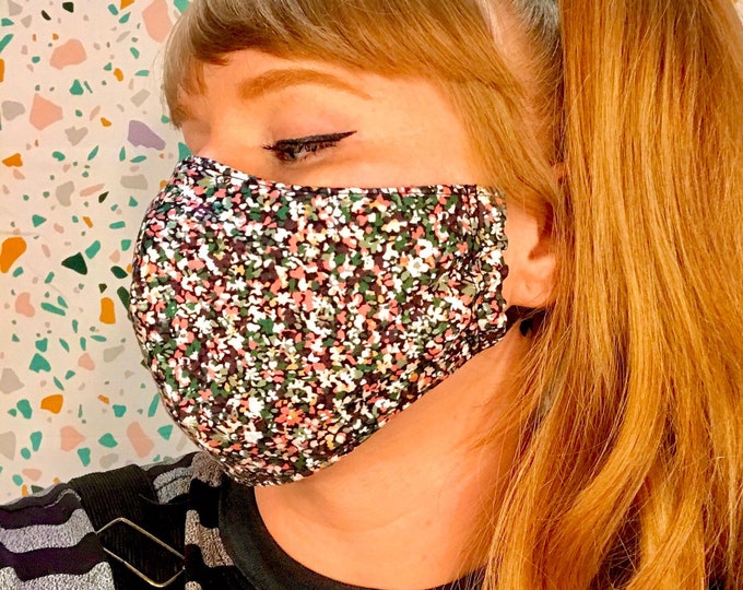 Modern Floral Face Mask With Filter Pocket Etsy