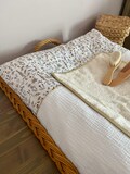 Changing mat cover in ecru double gauze cotton and Liberty® Théo gold mustard