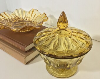Vintage Anchor Hocking Amber Candy Dish