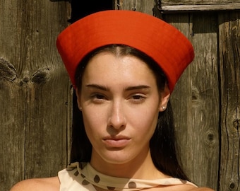 Premium Cotton Marin Pillbox Hat in Red,summer hat,summer headwear,sailor hat,vacation hat,Yacht getaway,fall hat