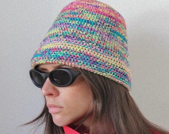 Multi Crochet Bucket / Marine Hat, pillbox hat,summer hat,summer headwear,sailor hat,vacation hat,Yacht getaway,panama,sun hat, bucket hat