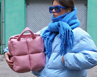PILLOW PUFFER BAG in powder pink Padded Super Puffer Oversize Tote Shopper Bag Shoulder Bag