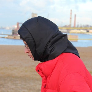 PILLOW HEADSCARF - Balaclava in Black ,scarf quilted shawl bandana shawl puffer, babyshka style Quilted Headscarf, the bear
