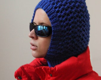 Demi - season balaclava hat in admiral blue, mango socky balaclava knit beanie,knit helmet,knit hat,crochet balaclava