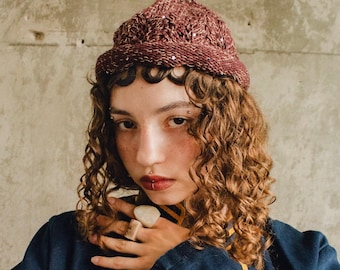 Sparkle Teletubby Hat in Brown Mélange, Nipple Beanie Hat,Top Knot Hat,The Acorn Hat