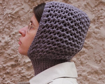 Demi - season Balaclava hat in gray ,mango socky balaclava knit beanie,knit helmet,knit hat,crochet balaclava, knitted hood