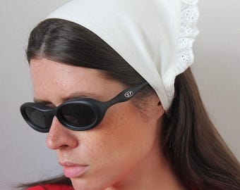 Lace Headscarf in Cream Beige,summer kerchief,summer headscarf,sunhat,cotton headscarf