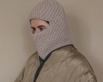 Hand Knitted Chunky Balaclava Ski Mask in Cream Beige - Etsy
