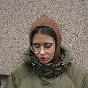 Balaclava Woolen hat in brown,mango socky balaclava knit beanie,knit helmet,knit hat,crochet balaclava, knitted hood