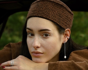 Crochet Merino Mohair Pillbox hat in Brown,fall hat,demi season hat, headwear,sailor hat