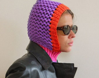 Multicoloured Demi - season balaclava hat,mango socky balaclava knit beanie,knit helmet,knit hat,crochet balaclava