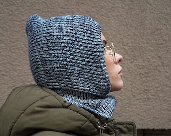 Gorro pasamontañas de lana merino. Gorro pasamontañas de doble capa con forro de lana merino, gorro de punto, pasamontañas de punto, gorro de punto, pasamontañas de ganchillo.