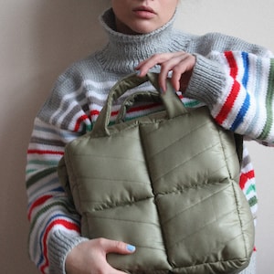 PILLOW PUFFER BAG in powder pink Padded Super Puffer Oversize Tote Shopper Bag Shoulder Bag