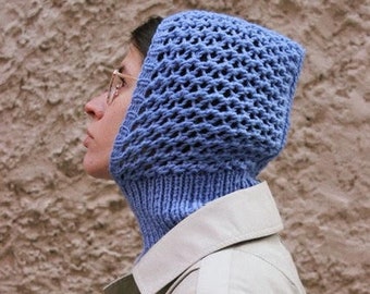 Spring Balaclava hat in blue ,mango socky balaclava knit beanie,knit helmet,knit hat,crochet balaclava, knitted hood