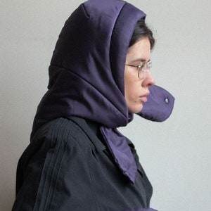 PILLOW HEADSCARF Balaclava in Purple ,scarf quilted shawl bandana shawl puffer, fashion shawl 2022-23, babyshka style Quilted Headscarf image 1