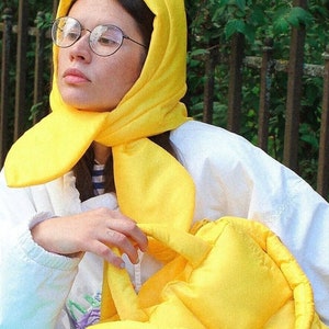 PILLOW HEADSCARF - Balaclava in yellow yolk; scarf, quilted shawl bandana shawl puffer, fashion kerchief 2021, fashion shawl babyshka style