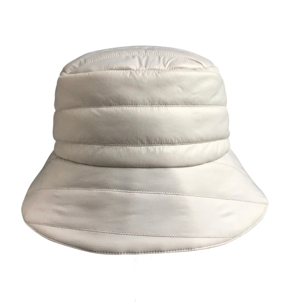Light Beige Puffer Bucket Hat With Stitching Etsy UK