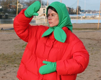 PAÑUELO PILLOW Puffer en verde; bufanda acolchada chal puffer, chal de moda, chal de moda estilo babyska Pañuelo acolchado en la cabeza