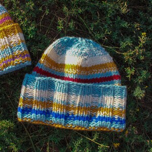 Multicolored winter beanie hat image 9