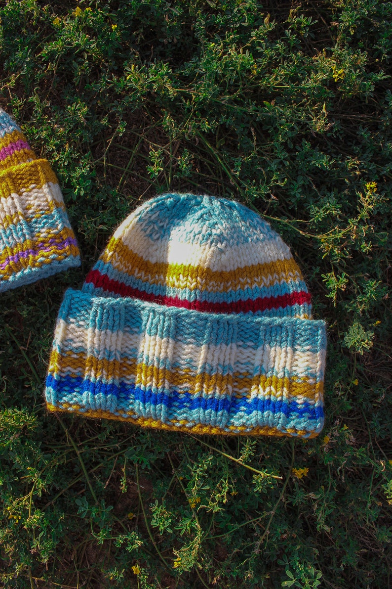 Multicolored winter beanie hat image 9
