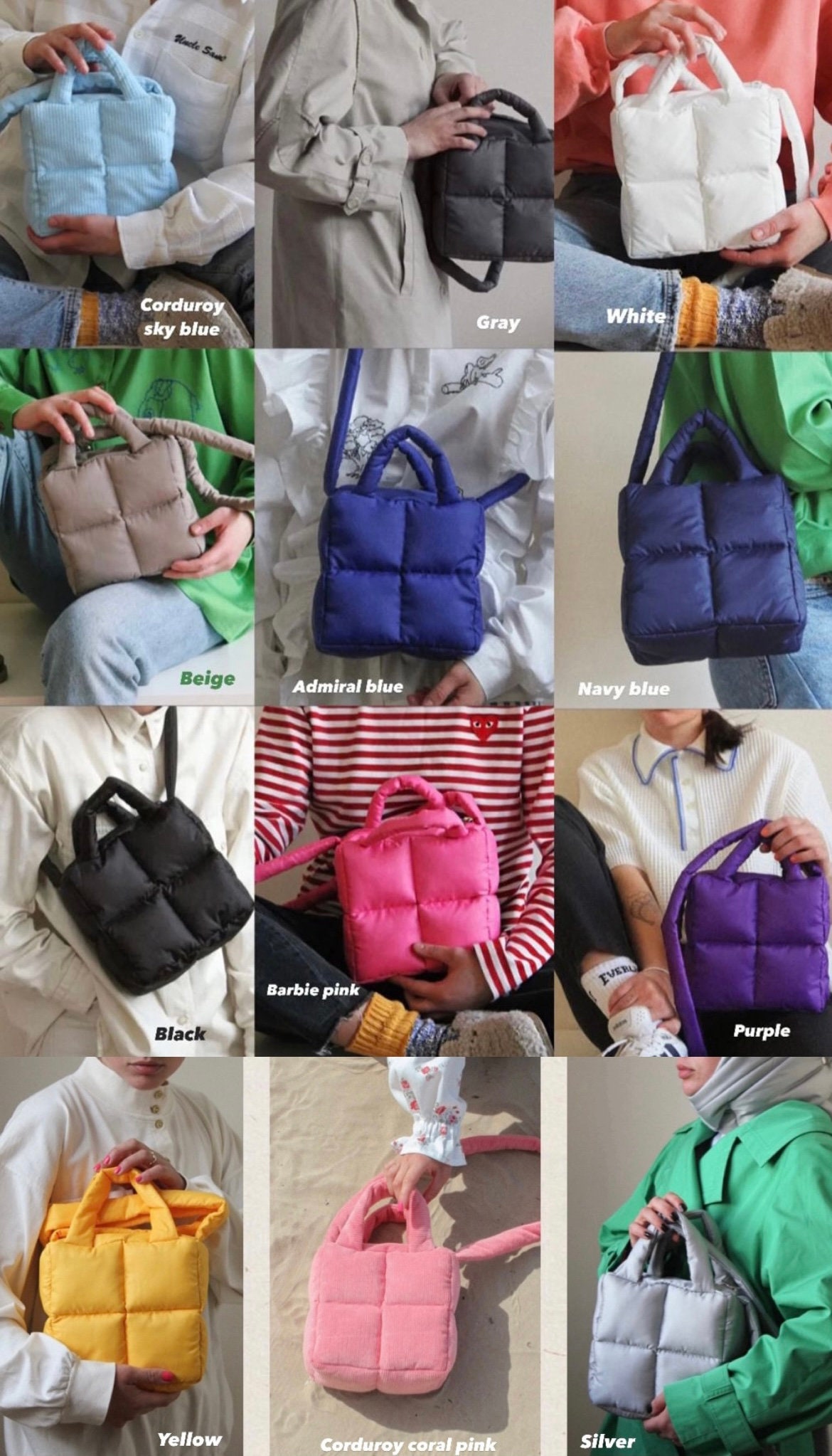MINI PILLOW PUFFER Corduroy Essential Bag in Baby Blue