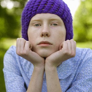 Aviator Bonnet Demi Season Hat in Rich Purple image 3