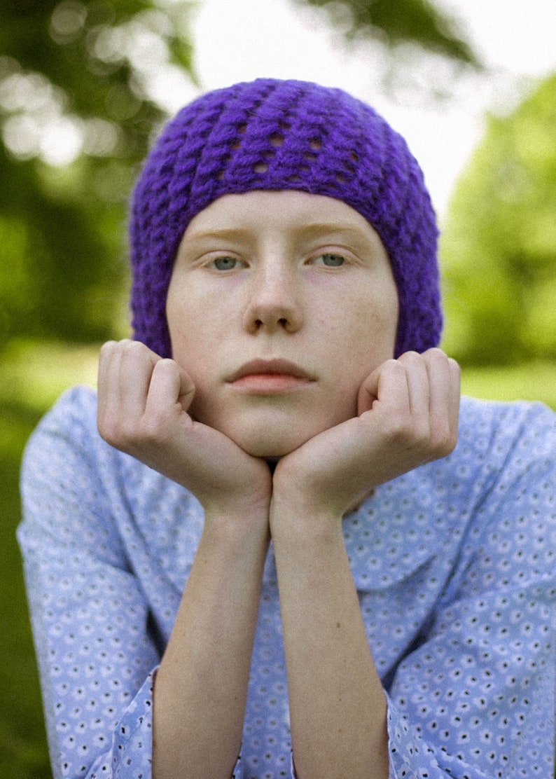 Aviator Bonnet Demi Season Hat in Rich Purple image 3